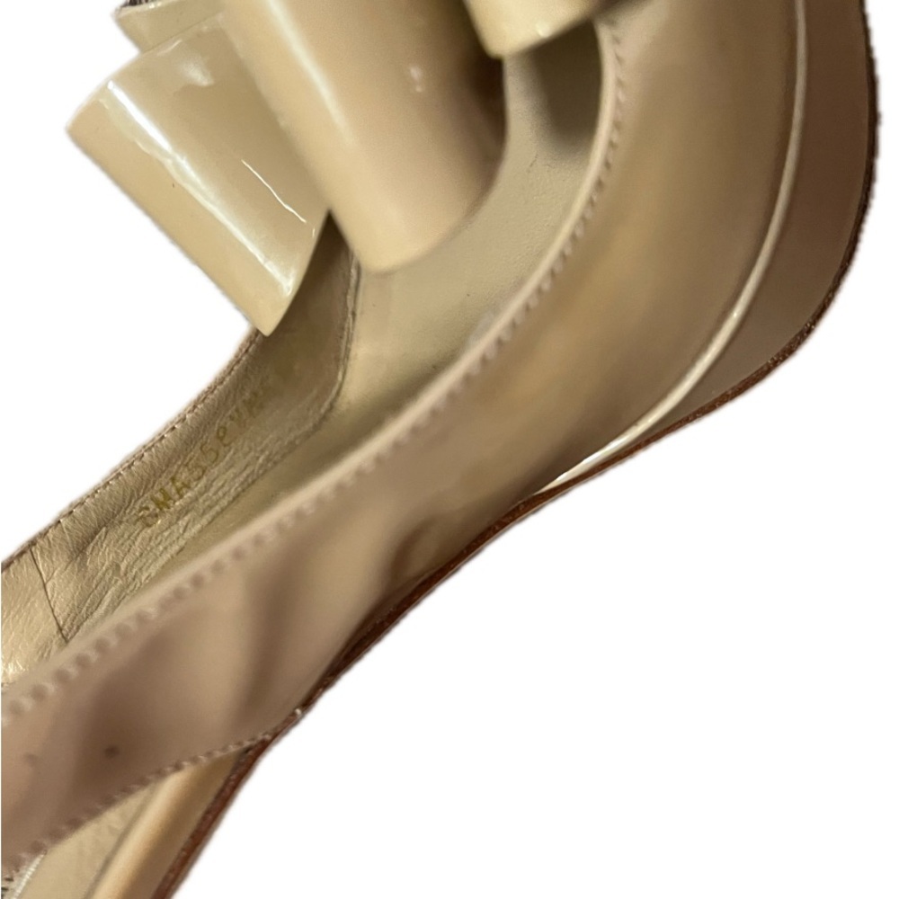 Valentino nude tan slingback bow peep toe high heels 120mm platform stiletto - Picture 6 of 8